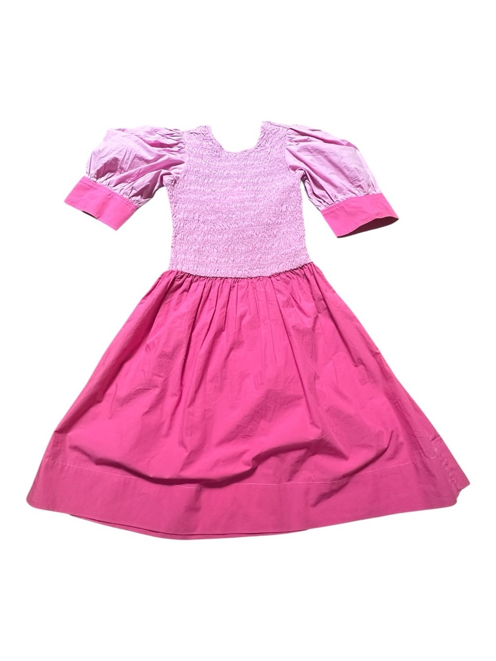 Ganni Pink Two-Tone Puff Sleeve Mini Dress
